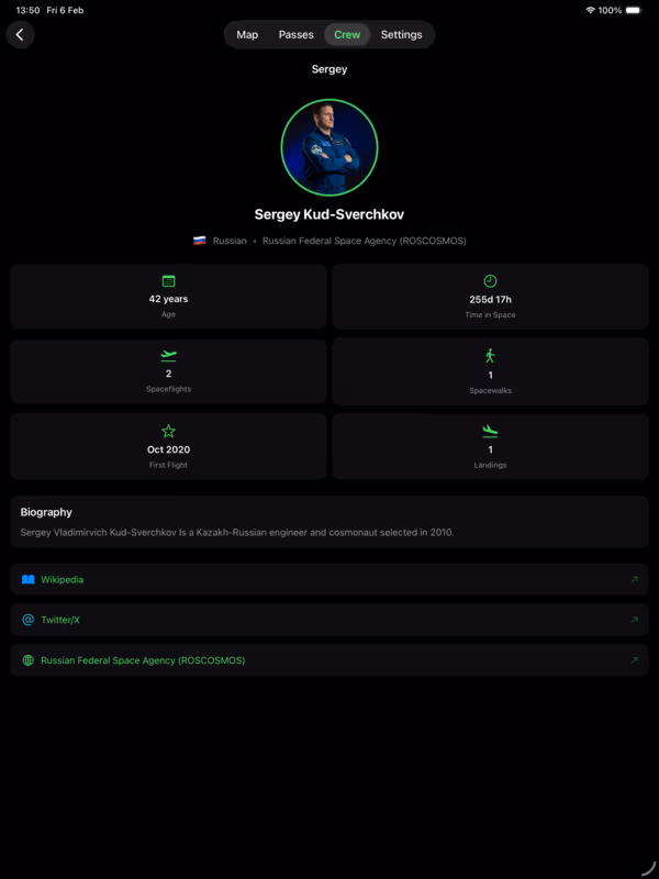ISSINFO on iPad — crew details