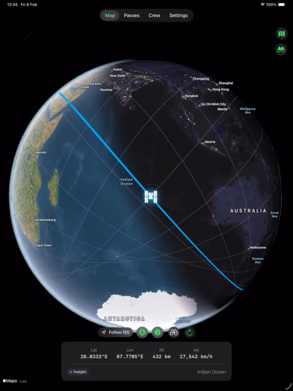 ISSINFO on iPad — globe