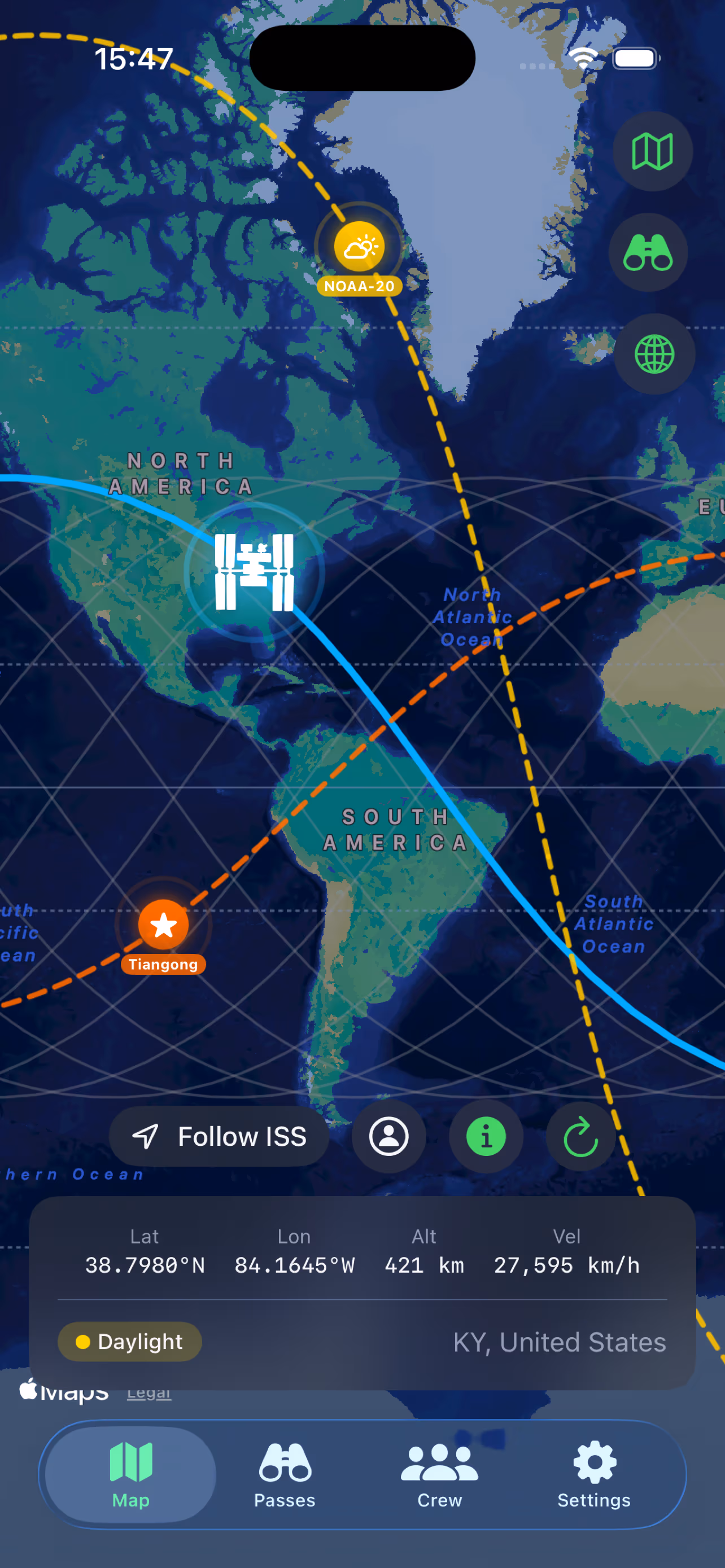 Multi-satellite tracking map